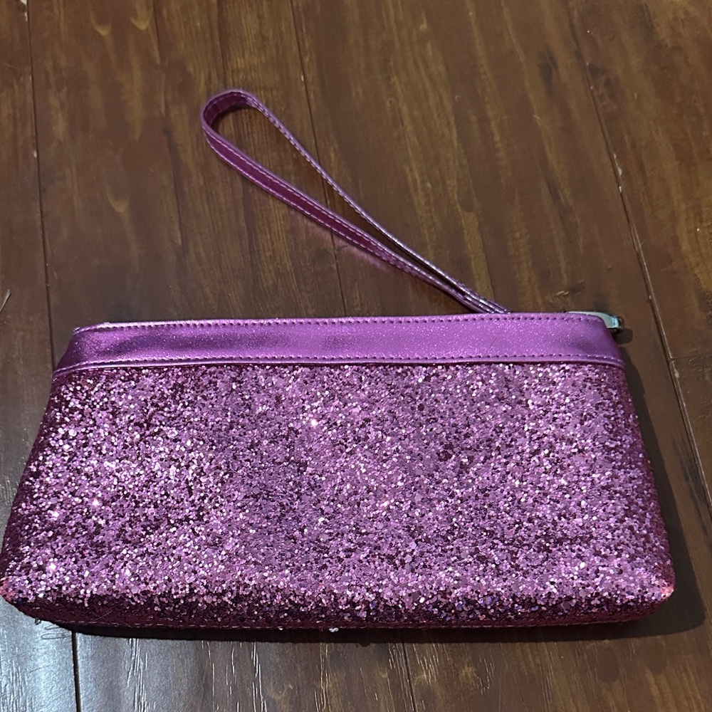 Minicci Pink Glitter Wristlet Clutch Evening Party Cosmetic Bag